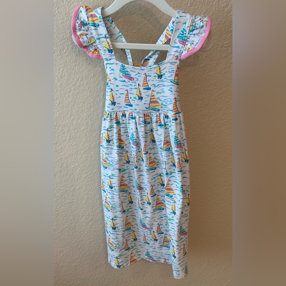 Sailboat Print Kids Dress - Picture 2 of 7